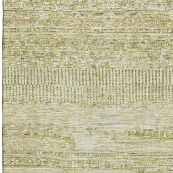 HomeRoots 5' X 8' Tan & Beige Striped Area Rug - Washable, UV-Protected, Stylish & Durable for Any Space! 705223