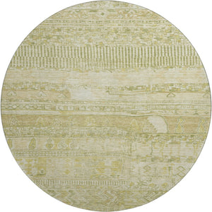 HomeRoots 8' Tan And Beige Striped Round Rug - Washable, UV Protected, Durable, Stylish for Any Room 705224