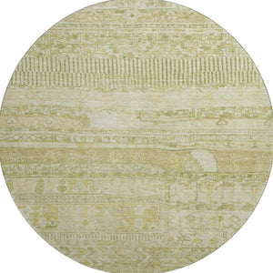 HomeRoots 8' Tan And Beige Striped Round Rug - Washable, UV Protected, Durable, Stylish for Any Room 705224