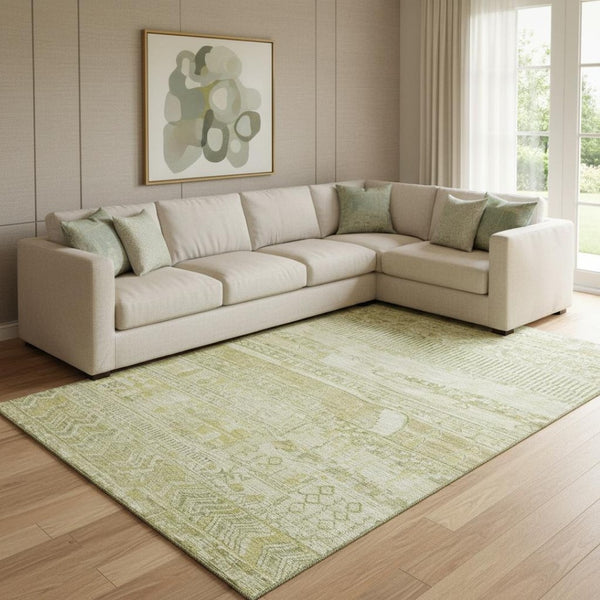 HomeRoots 8' X 10' Tan Striped Washable Area Rug with UV Protection - Durable, Stylish, and Easy to Clean! 705225