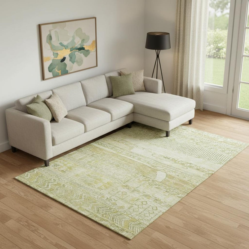 HomeRoots 9' X 12' Tan & Beige Striped Washable Area Rug - Durable, UV-Protected, Easy-Care for Busy Homes 705226