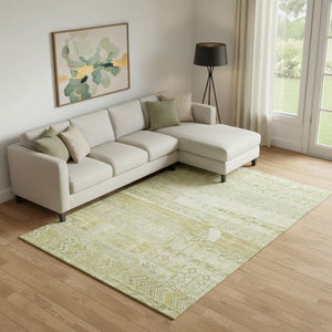 HomeRoots 9' X 12' Tan & Beige Striped Washable Area Rug - Durable, UV-Protected, Easy-Care for Busy Homes 705226