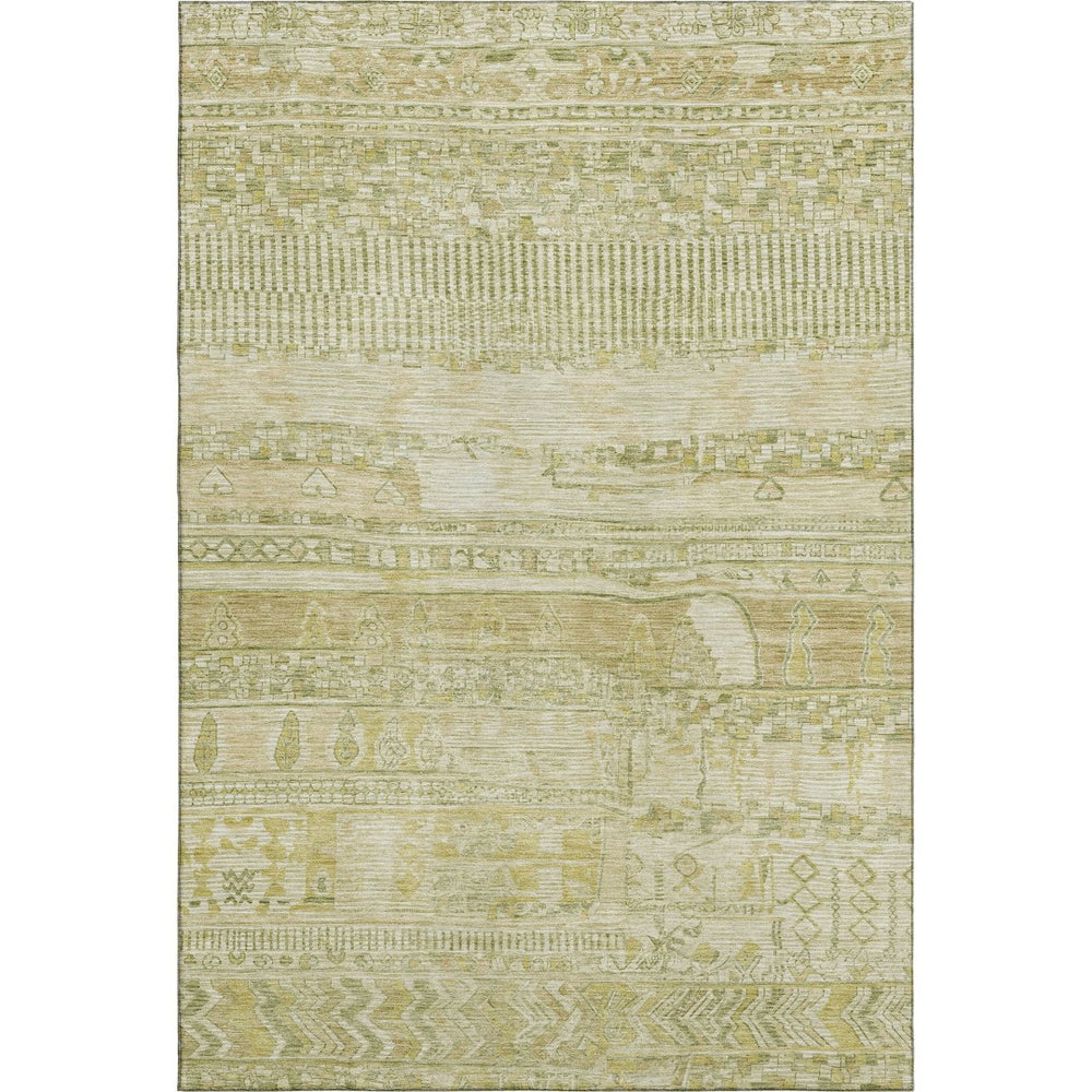 HomeRoots 9' X 12' Tan & Beige Striped Washable Area Rug - Durable, UV-Protected, Easy-Care for Busy Homes 705226