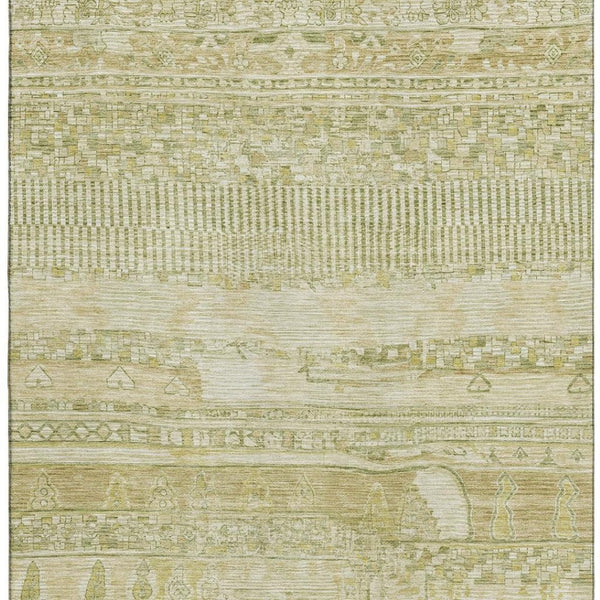 HomeRoots 9' X 12' Tan & Beige Striped Washable Area Rug - Durable, UV-Protected, Easy-Care for Busy Homes 705226