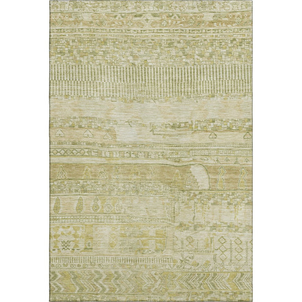 HomeRoots 10' Tan & Beige Striped Washable Area Rug – UV Protected, Durable, Non-Slip for Homes with Kids & Pets 705227