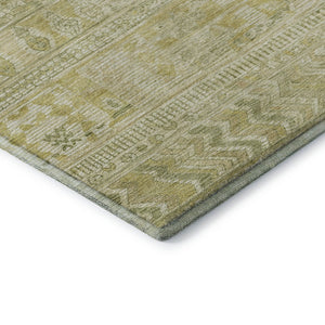 HomeRoots 10' Tan & Beige Striped Washable Area Rug – UV Protected, Durable, Non-Slip for Homes with Kids & Pets 705227