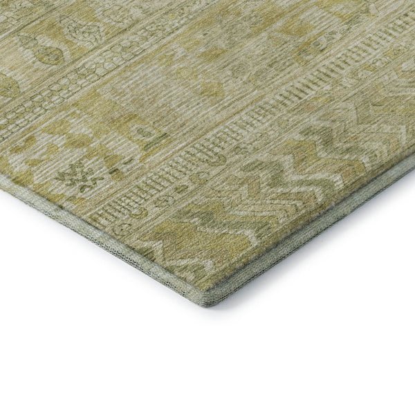 HomeRoots 10' Tan & Beige Striped Washable Area Rug – UV Protected, Durable, Non-Slip for Homes with Kids & Pets 705227