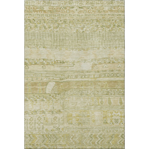 HomeRoots 10' Tan & Beige Striped Washable Area Rug – UV Protected, Durable, Non-Slip for Homes with Kids & Pets 705227