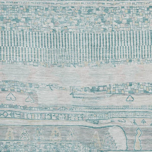 HomeRoots 10' X 14' Teal and Gray Striped Area Rug - Washable, UV-Protected, Durable for Modern Living Spaces 705233