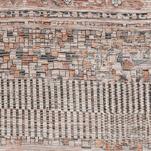HomeRoots 5' X 8' Striped Terra Cotta & Gray Washable Area Rug with UV Protection for Easy Care & Style 705235
