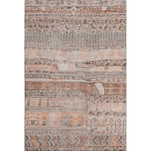 HomeRoots 9' X 12' Washable Terra Cotta and Gray Striped Area Rug with UV Protection for Busy Households 705238