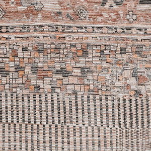 HomeRoots 9' X 12' Washable Terra Cotta and Gray Striped Area Rug with UV Protection for Busy Households 705238