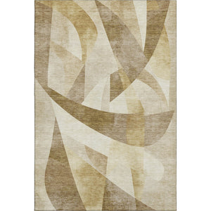 HomeRoots 9' Abstract Geometric Washable Area Rug in Brown, Beige & Ivory – UV Protected & Stain Resistant! 705244