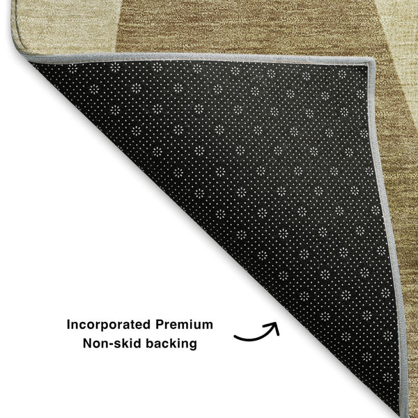 HomeRoots 9' Abstract Geometric Washable Area Rug in Brown, Beige & Ivory – UV Protected & Stain Resistant! 705244