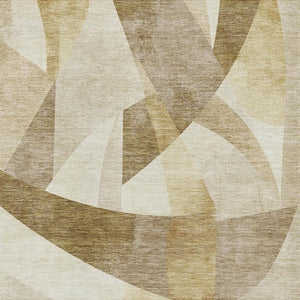 HomeRoots 9' Abstract Geometric Washable Area Rug in Brown, Beige & Ivory – UV Protected & Stain Resistant! 705244