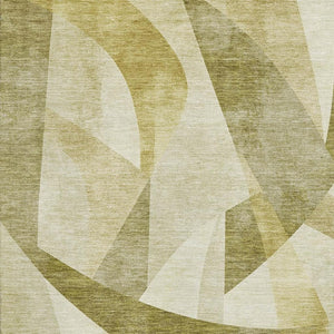 HomeRoots 5' X 8' Stylish Green Beige Ivory Washable Area Rug - Stain Resistant, UV Protected & Easy Care! 705247