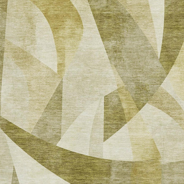 HomeRoots 8' X 10' Stylish Green Beige Ivory Abstract Geometric Washable Area Rug with UV Protection & Durability 705249