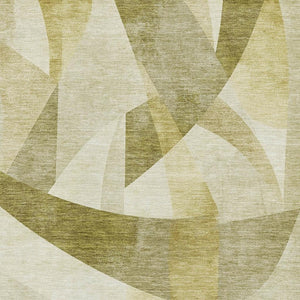HomeRoots 9' X 12' Stylish Green Beige Ivory Abstract Area Rug - Washable, UV Protected, Perfect for Homes! 705250