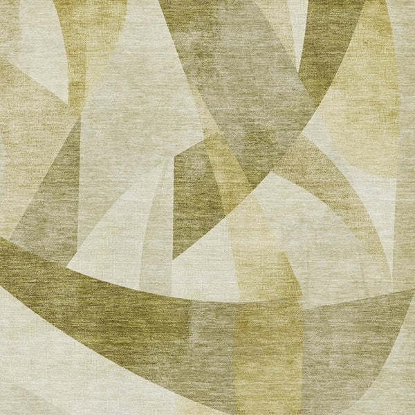 HomeRoots 9' X 12' Stylish Green Beige Ivory Abstract Area Rug - Washable, UV Protected, Perfect for Homes! 705250