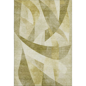 HomeRoots 10' X 14' Modern Abstract Geometric Area Rug in Green, Beige & Ivory - Stain Resistant & UV Protected 705251