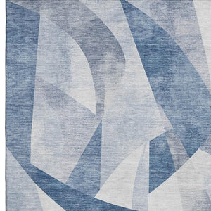 HomeRoots 5' X 8' Denim Blue & Ivory Abstract Geometric Area Rug - Durable, Washable, UV Protected & Stylish 705253