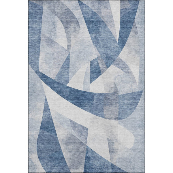 HomeRoots 8' X 10' Denim Blue & Ivory Abstract Geometric Area Rug – Soft, Durable, Stain-Resistant & UV Protected 705255