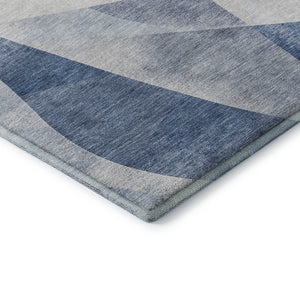 HomeRoots 8' X 10' Denim Blue & Ivory Abstract Geometric Area Rug – Soft, Durable, Stain-Resistant & UV Protected 705255