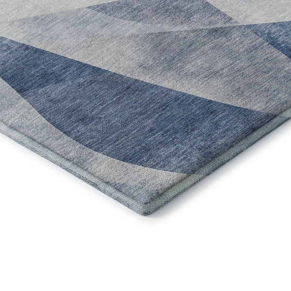 HomeRoots 8' X 10' Denim Blue & Ivory Abstract Geometric Area Rug – Soft, Durable, Stain-Resistant & UV Protected 705255