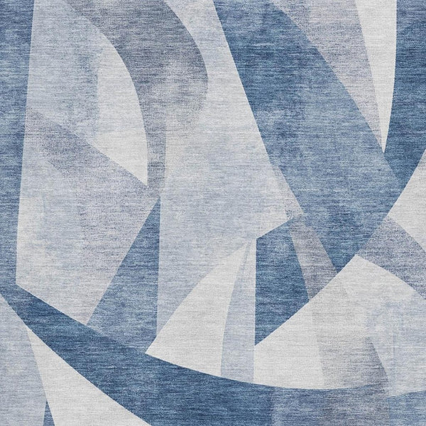 HomeRoots 8' X 10' Denim Blue & Ivory Abstract Geometric Area Rug – Soft, Durable, Stain-Resistant & UV Protected 705255
