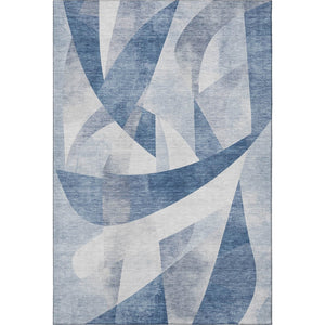 HomeRoots 8' X 10' Denim Blue & Ivory Abstract Geometric Area Rug – Soft, Durable, Stain-Resistant & UV Protected 705255