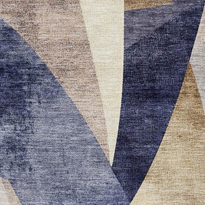 HomeRoots 5' X 8' Washable Area Rug in Navy, Ivory & Brown - Stylish Abstract Design with UV Protection & Durability 705259