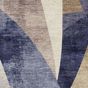 HomeRoots 10' X 14' Navy Blue Abstract Geometric Area Rug - Durable, Washable, UV Protection, Perfect for Homes 705263
