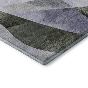 HomeRoots 5' X 8' Stylish Olive Green and Purple Geometric Area Rug - Washable, UV-Protected, and Versatile! 705265
