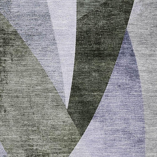 HomeRoots 5' X 8' Stylish Olive Green and Purple Geometric Area Rug - Washable, UV-Protected, and Versatile! 705265