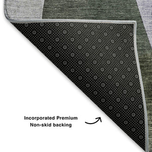 HomeRoots 8' X 10' Stylish Olive Green & Purple Abstract Geometric Area Rug - Washable, UV Protected & Durable 705267
