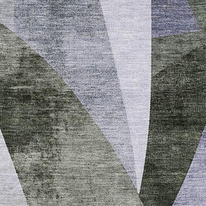 HomeRoots 8' X 10' Stylish Olive Green & Purple Abstract Geometric Area Rug - Washable, UV Protected & Durable 705267