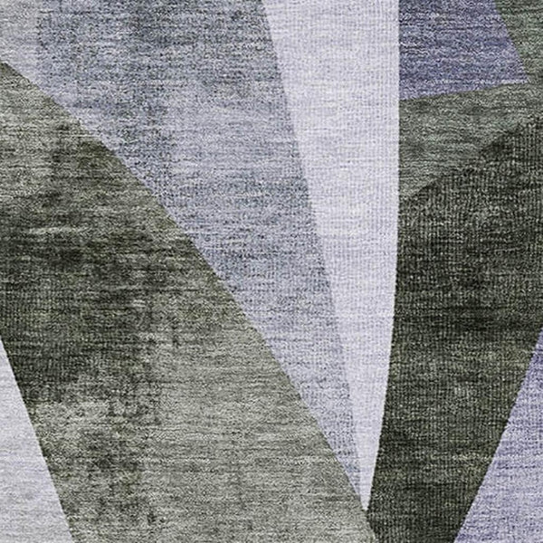 HomeRoots 8' X 10' Stylish Olive Green & Purple Abstract Geometric Area Rug - Washable, UV Protected & Durable 705267