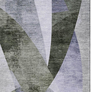 HomeRoots 8' X 10' Stylish Olive Green & Purple Abstract Geometric Area Rug - Washable, UV Protected & Durable 705267