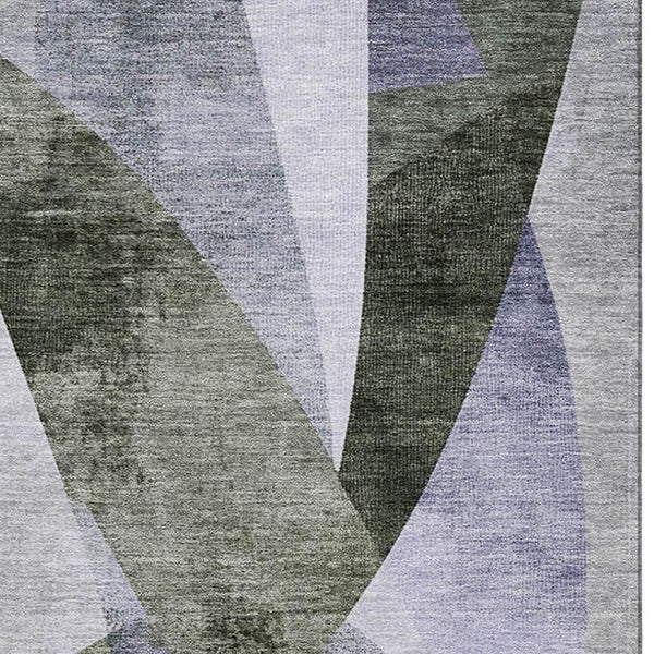 HomeRoots 8' X 10' Stylish Olive Green & Purple Abstract Geometric Area Rug - Washable, UV Protected & Durable 705267