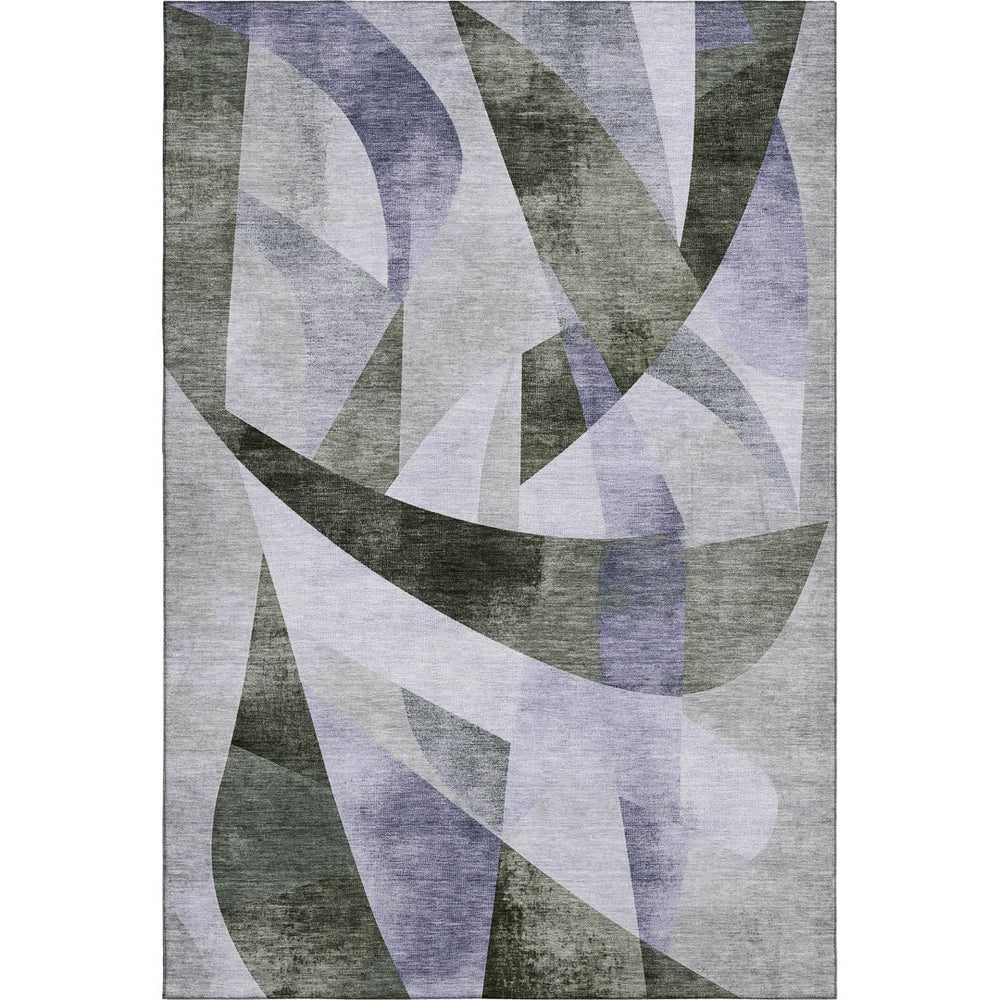 HomeRoots 9' X 12' Olive Green & Purple Abstract Geometric Area Rug – Washable, UV-Protected, Ideal for Families 705268