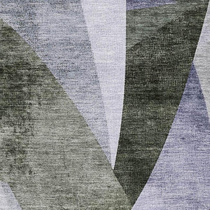 HomeRoots 9' X 12' Olive Green & Purple Abstract Geometric Area Rug – Washable, UV-Protected, Ideal for Families 705268