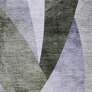 HomeRoots 10' X 14' Olive Green & Purple Abstract Geometric Washable Area Rug - Kid & Pet Friendly Design 705269