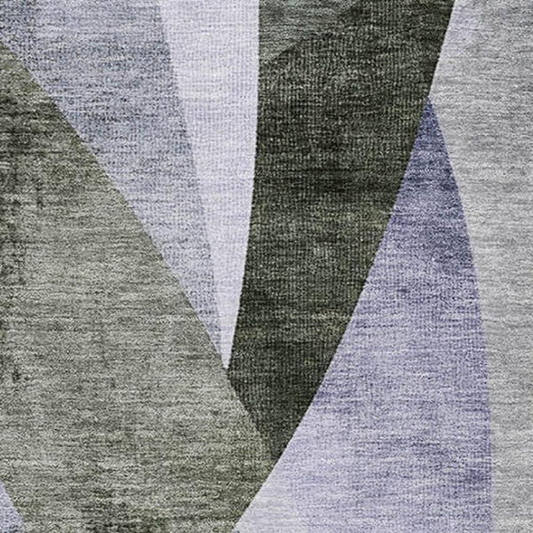 HomeRoots 10' X 14' Olive Green & Purple Abstract Geometric Washable Area Rug - Kid & Pet Friendly Design 705269
