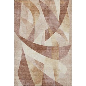 HomeRoots 5' X 8' Abstract Geometric Washable Area Rug in Rust & Copper - UV Protected, Stain Resistant Design! 705271