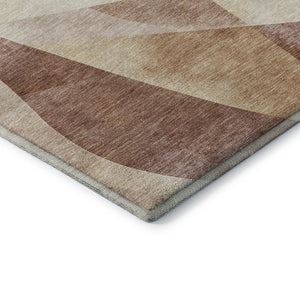HomeRoots 8' Rust Copper and Wheat Abstract Round Rug - Washable, Stain-Resistant, UV-Protected for Modern Homes 705272
