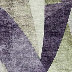 HomeRoots 5' X 8' Abstract Geometric Washable Area Rug in Purple, Ivory & Green - UV Protected & Non-Slip 705277