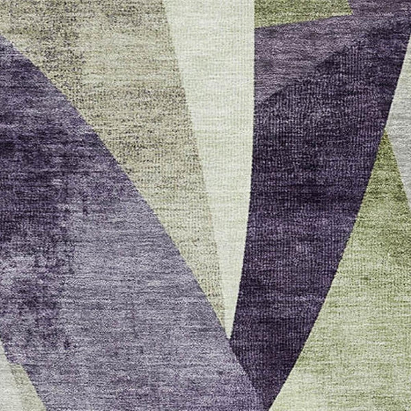 HomeRoots 5' X 8' Abstract Geometric Washable Area Rug in Purple, Ivory & Green - UV Protected & Non-Slip 705277
