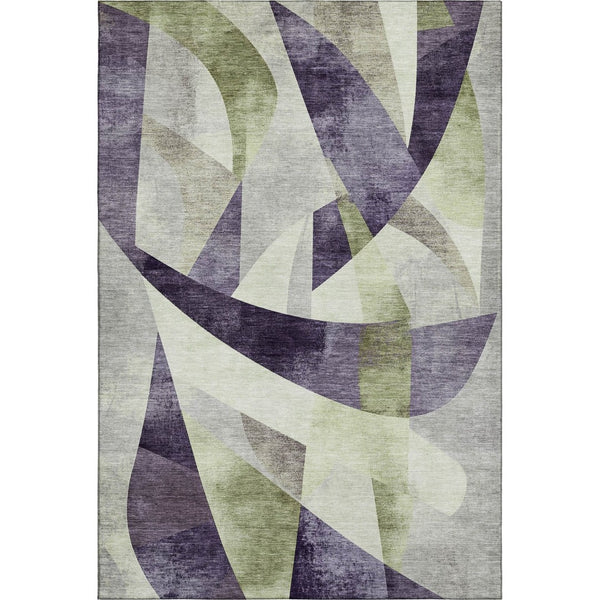 HomeRoots 8' X 10' Stylish Purple, Ivory & Green Abstract Geometric Area Rug - Washable & UV Protected Design 705279