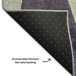 HomeRoots 8' X 10' Stylish Purple, Ivory & Green Abstract Geometric Area Rug - Washable & UV Protected Design 705279