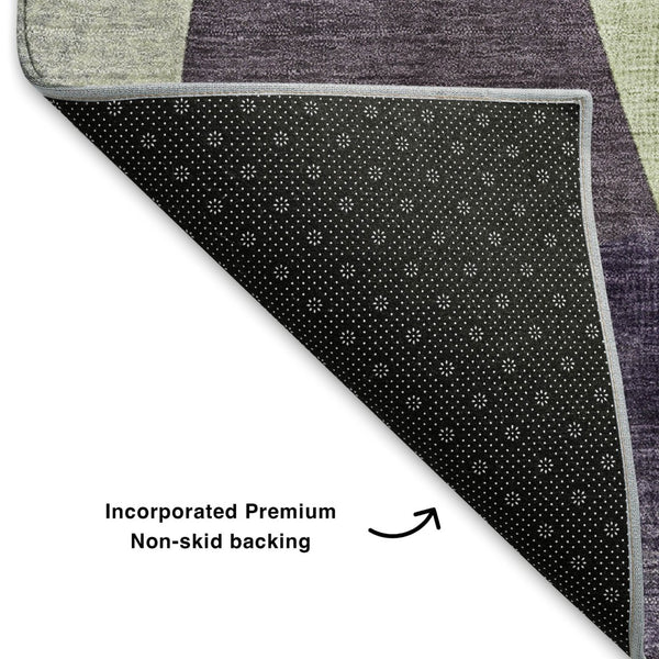 HomeRoots 8' X 10' Stylish Purple, Ivory & Green Abstract Geometric Area Rug - Washable & UV Protected Design 705279